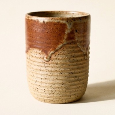 The Ridge tumbler, rust glaze over speckled stoneware.